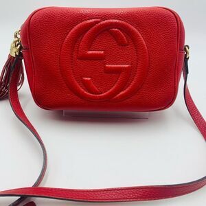 Auth Gucci Tabasco Red Small Soho Disco Crossbody Bag Preloved Purse Excellent